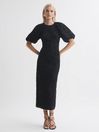 Florere Velvet Lace Puff Sleeve Midi Dress | Reiss UK