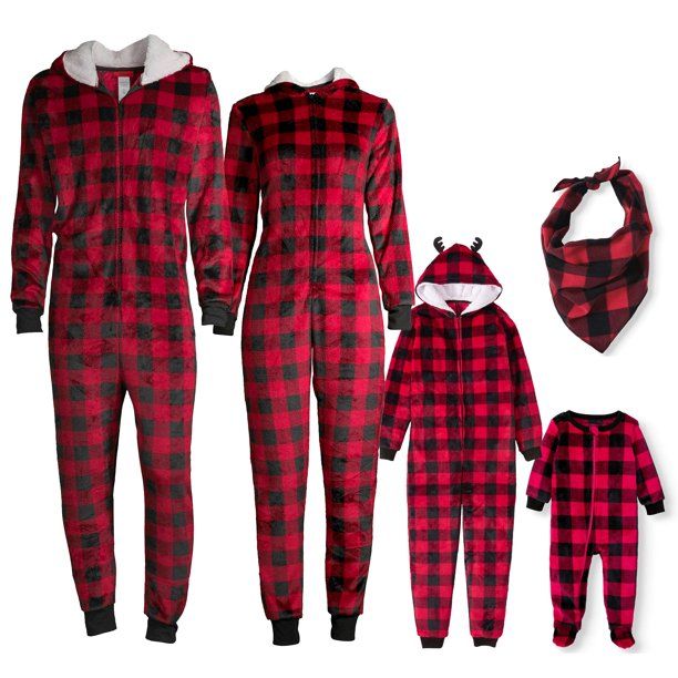 Buffalo Plaid Holiday Matching Family Christmas Pajamas Pet Plaid Bandana | Walmart (US)