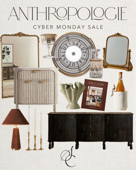 Anthropologie Cyber Monday sale includes black console, gold candle stick holders, table lamp, wine chiller, coffee table book, vase, gold floor mirror, entryway cabinet, tray, decanter, coupe glasses, and gold vanity mirror.

Cyber Monday deals, cyber Monday, Anthropologie sale, home sale

#LTKSeasonal #LTKsalealert #LTKCyberWeek