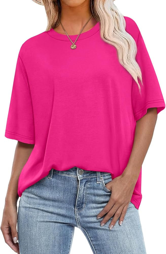 OFEEFAN Summer Tops for Women 2026 Short Sleeve Shirts Dressy Casual Crew Neck Tshirts Fashion | Amazon (US)