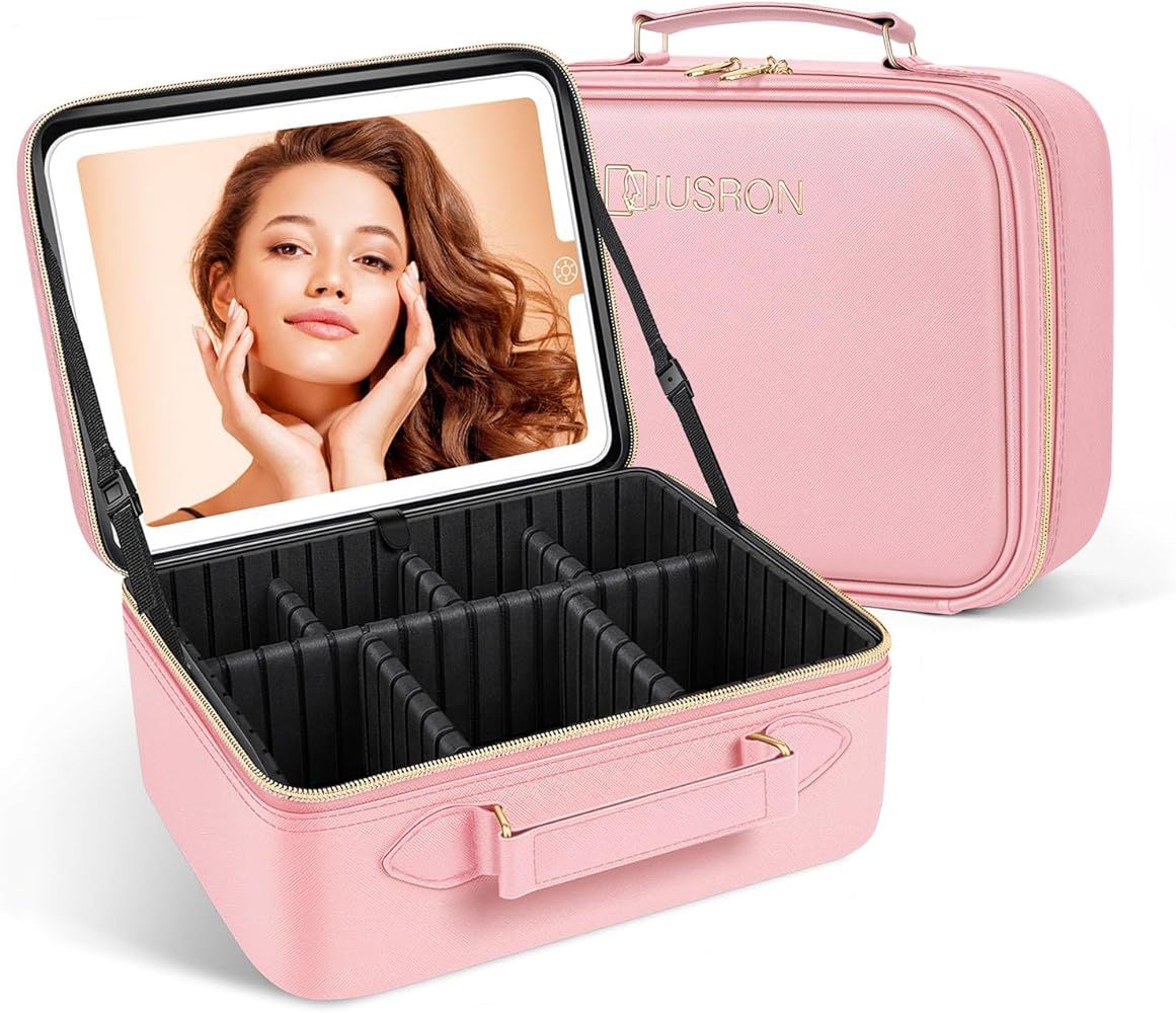 JUSRON Bolsa de maquillaje de viaje, bolsa de cosméticos, bolsa organizadora de maquillaje con e... | Amazon (US)