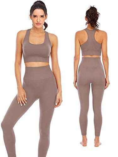 NOVA ACTIVE Workout Sets for Women 2 Piece High Waisted Seamless Leggings with Padded Stretchy Sp... | Amazon (US)