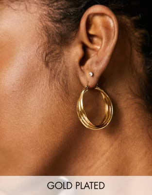 ASOS DESIGN 14k gold plated 30mm hoop earrings in single twist design | ASOS (Global)