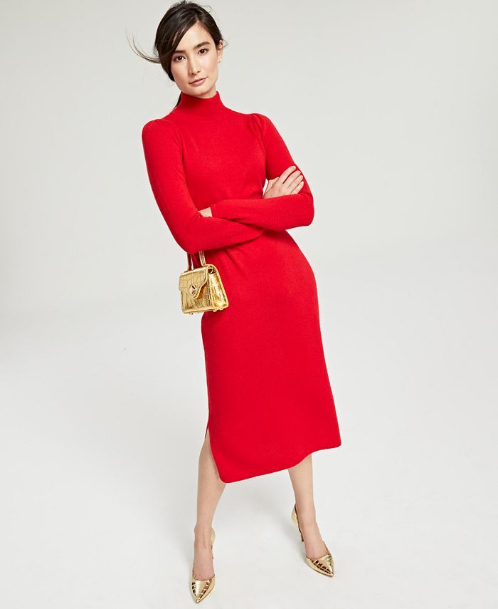 Charter Club Cashmere Mock-Neck Midi Dress, Created for Macy's & Reviews - Dresses - Women - Macy... | Macys (US)