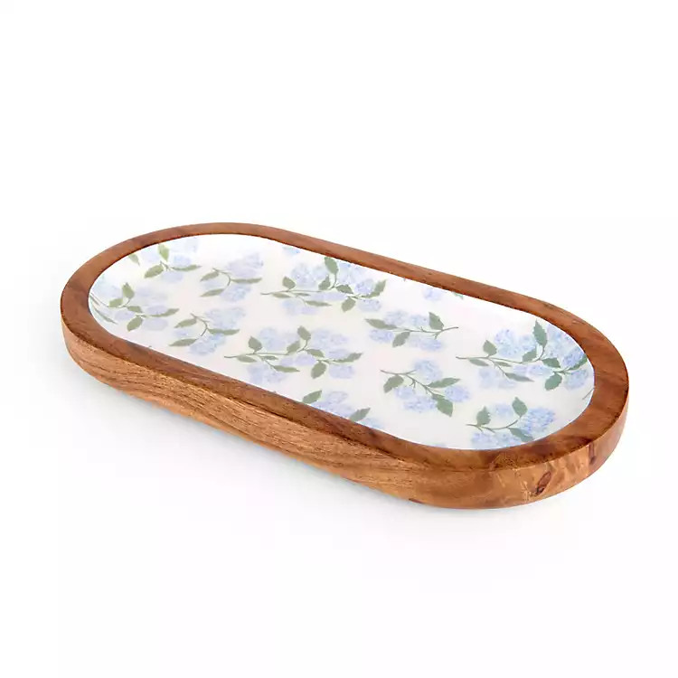 New! Natural Wood Hydrangea Serving Platter | Kirklands