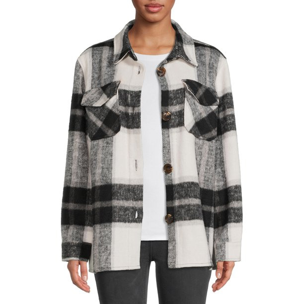 Jason Maxwell Women's Faux Wool Shirt Jacket | Walmart (US)