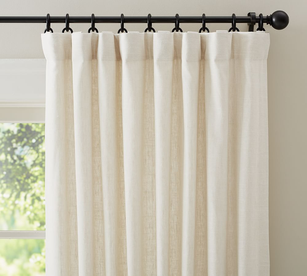 Custom Emery Linen Curtain - Ivory | Pottery Barn (US)