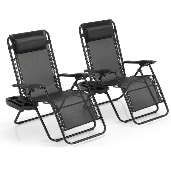 Alvantor 2-Pack Zero Gravity Lounge Chairs,Folding Recliners with Pillow & Cup Holder for Outdoor... | Walmart (US)