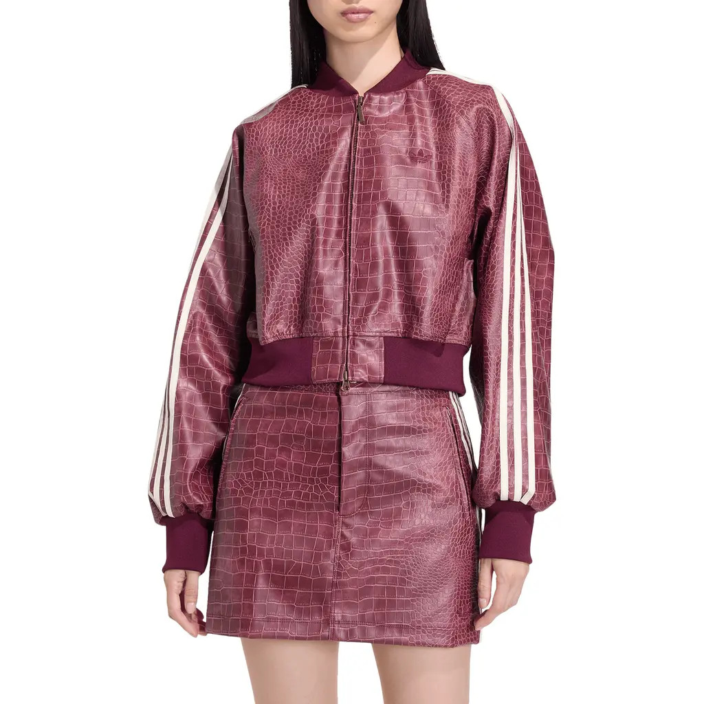 adidas Originals SST Croc Embossed Faux Leather Track Jacket in Maroon at Nordstrom, Size Large | Nordstrom