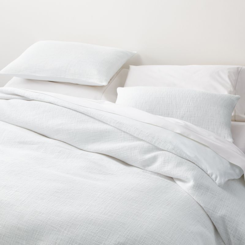 Lindstrom White Full/Queen Duvet Cover + Reviews | Crate and Barrel | Crate & Barrel