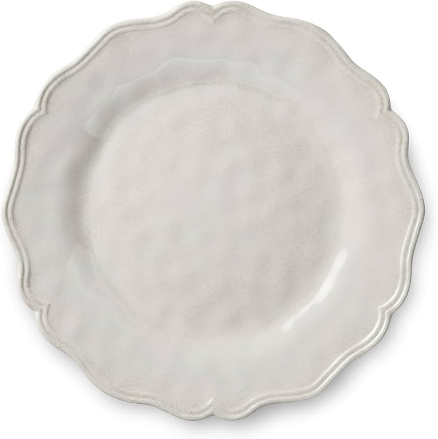 Isabella Cream 11-Inch Dinner Plate, Soft Cream Hue with Crackle Detailing & Scalloped Edges, Dur... | Amazon (US)