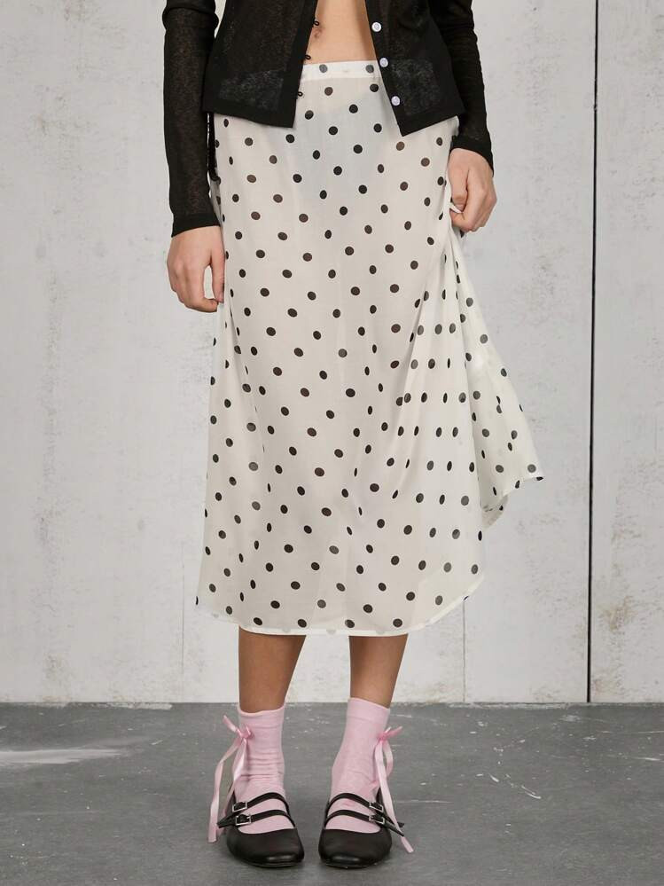 COUREZ Polka Dot Midi Skirt Summer Outfits For Women Y2K Casual | SHEIN