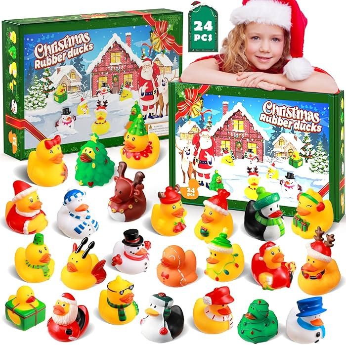 SCIONE 24 Pack Christmas Rubber Ducks ,Assorted Plastic Christmas Ducks Ornaments,Christmas Tree ... | Amazon (US)