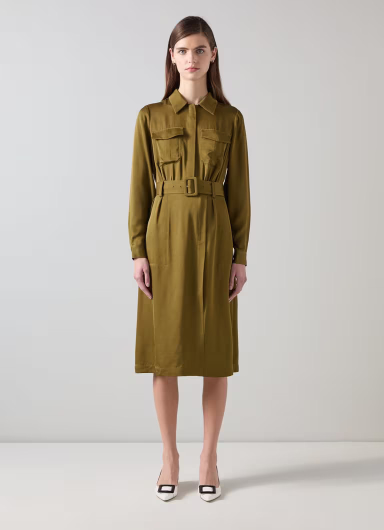 Newton Olive Utility Crepe Dress | L.K. Bennett (UK)