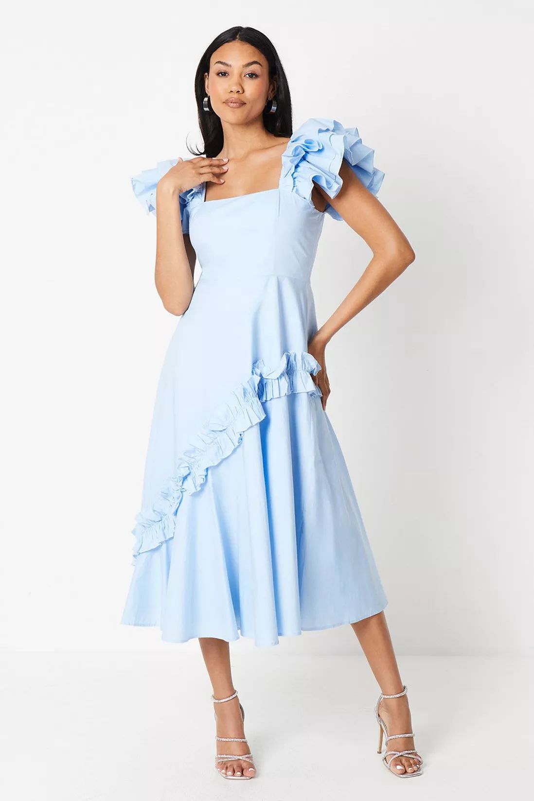 Dresses | Frill Sleeve Ruffle Skirt Cotton Midi Dress | Coast | Coast UK & IE