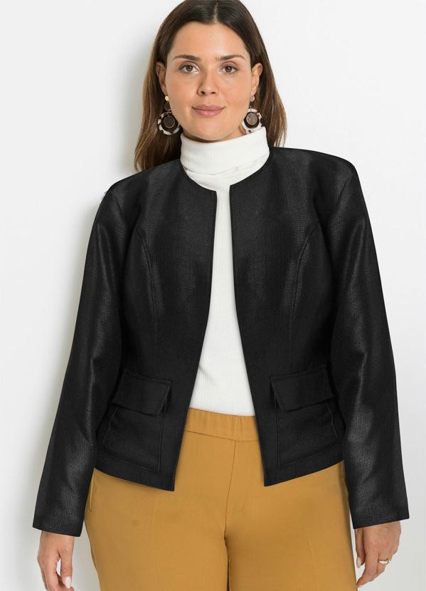 bonprix - Casaco Tweed com Bolsos Preto | Posthaus (BR)