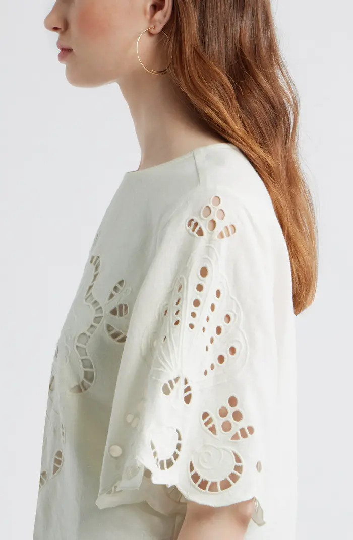 Treasure & Bond Eyelet Linen Blend Top | Nordstrom | Nordstrom