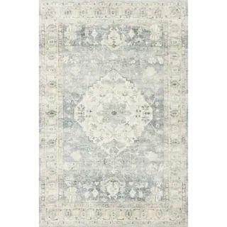 LOLOI II Rosette Denim/Fog 5 ft. x 7 ft. 6 in. Traditional Polyester Pile Area Rug ROSTROS-07DEFG... | The Home Depot