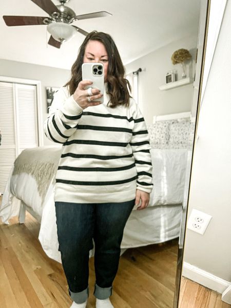 Coastal preppy Sunday casual outfit. Absolution dark wash jeans and striped sweater from Amazon 

#LTKcurves #LTKunder100 #LTKFind