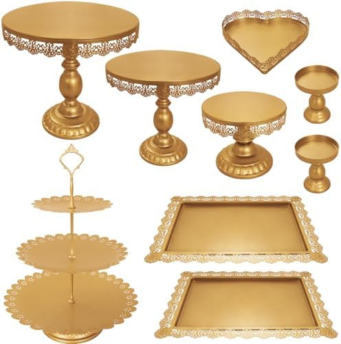 Set of 9 Cake Stands Metal Cupcake Stand Set Multiple Styles Candy Fruit Display Tower Dessert Pl... | Amazon (US)