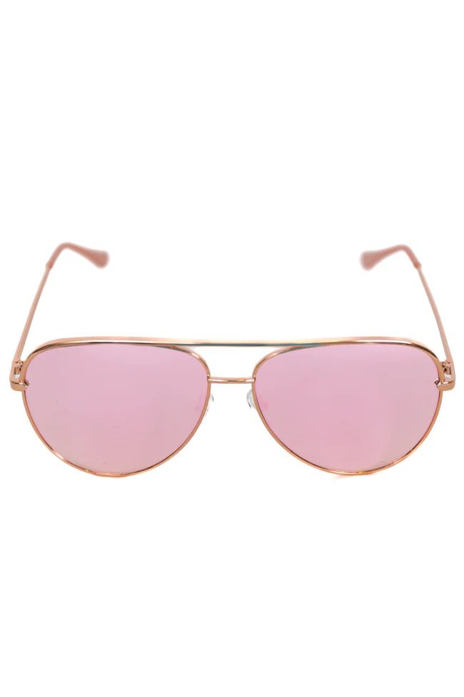 Mila Rose Gold Frame with Mirror Pink Lens Sunglasses SALE | Pink Lily