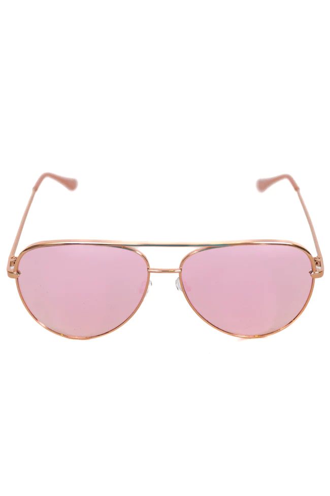 Mila Rose Gold Frame with Mirror Pink Lens Sunglasses FINAL SALE | Pink Lily