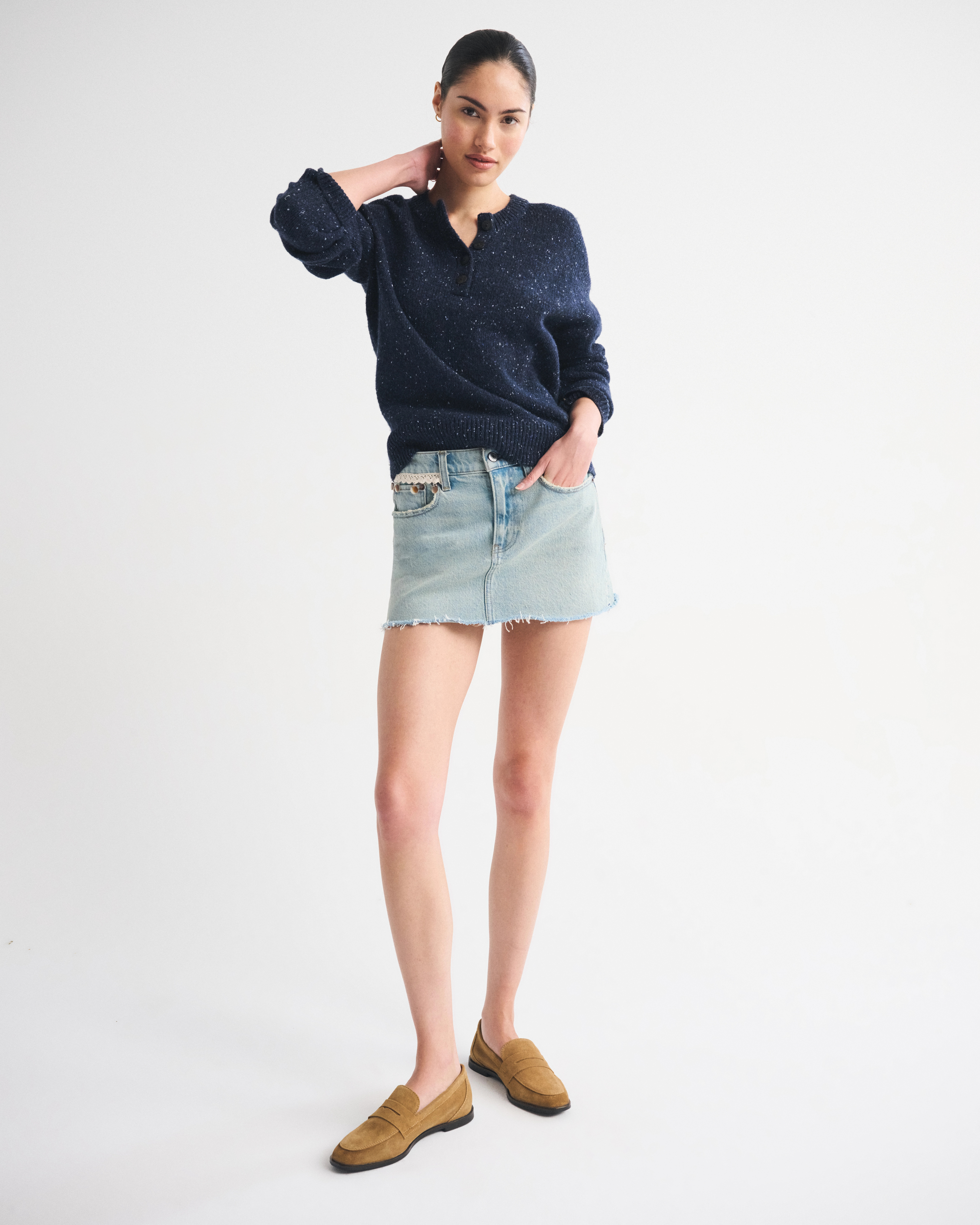 Mid Rise Denim Mini Skirt | Abercrombie & Fitch (US)