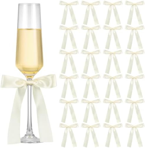24 Pack Christmas Bows for Wine Glass Candle Holder 6.7 x 4 Inch Bow Candlestick Champagne Glass ... | Amazon (US)