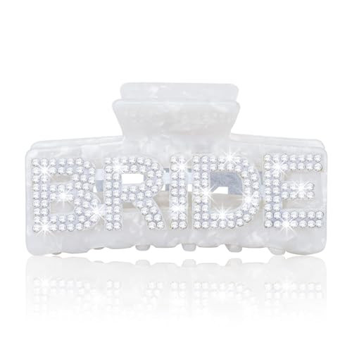 Bride Claw Clip - 1PC Bride Hair Clip Accessories Wedding with Rhinestone Logo White Bride to be Gifts for Bachelorette Party Bridal Shower | Amazon (US)