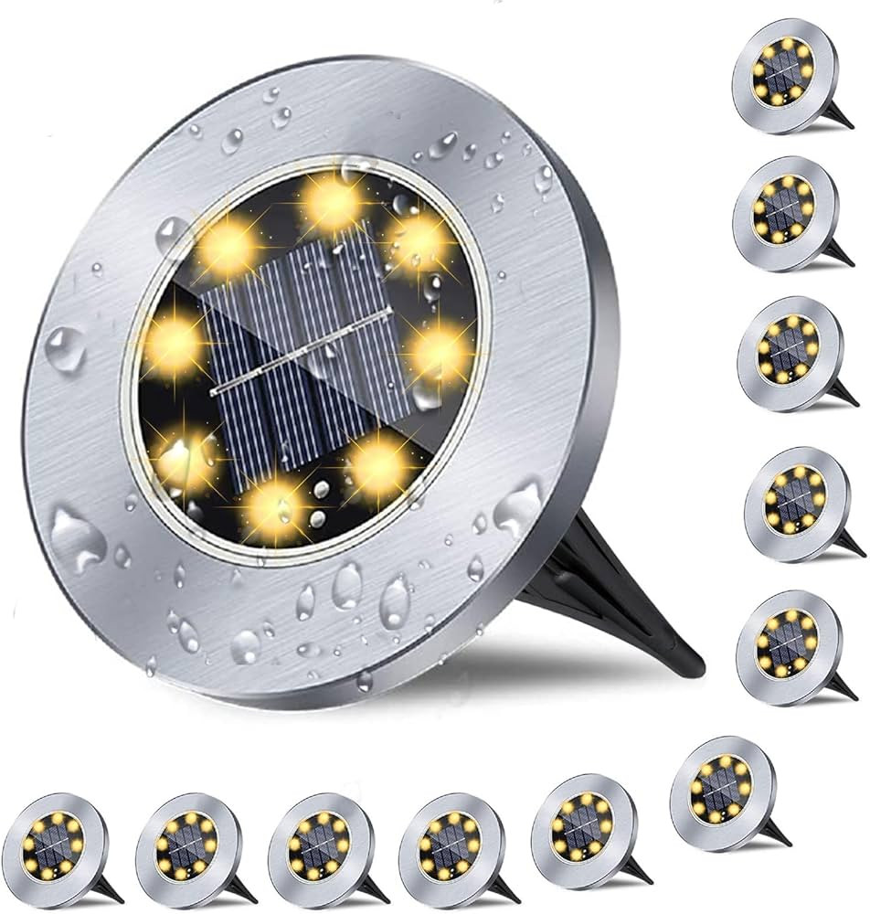 Solar Ground Lights, Waterproof Solar Garden Lights, Upgraded Outdoor Garden Waterproof Bright in-Ground Lights, Landscape Lights for Pathway,Yard,Deck,Lawn,Patio,Walkway (12 Pack Warm Light) | Amazon (US)