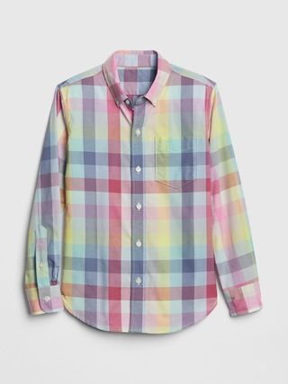 Poplin Plaid Long Sleeve Shirt | Gap CA