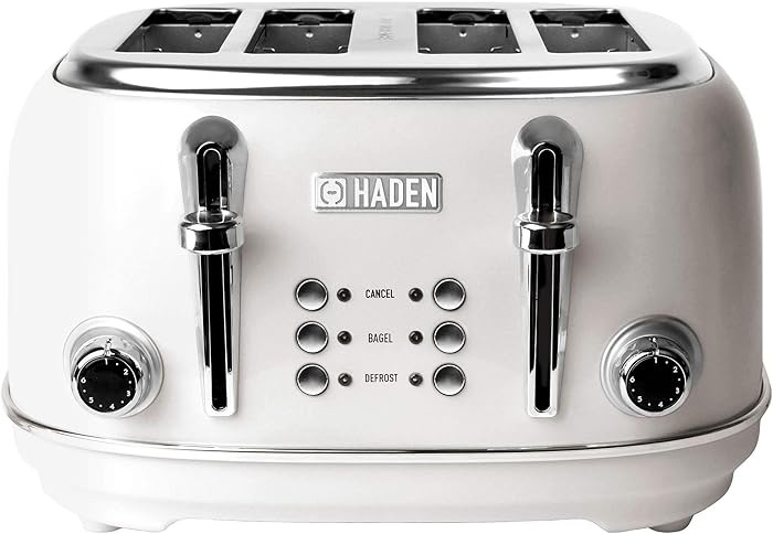 Haden 75013 Heritage 4 Slice Toaster, Wide Slot with Removable Crumb Tray and Settings, Ivory | Amazon (CA)