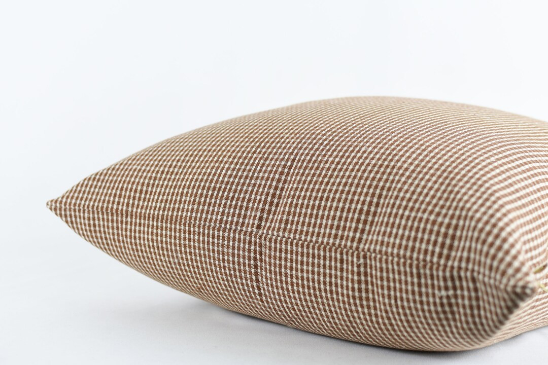 Georgie Rust - Rust and Ivory woven cotton pillow in a gingham pattern Modern farmhouse Californi... | Etsy (US)