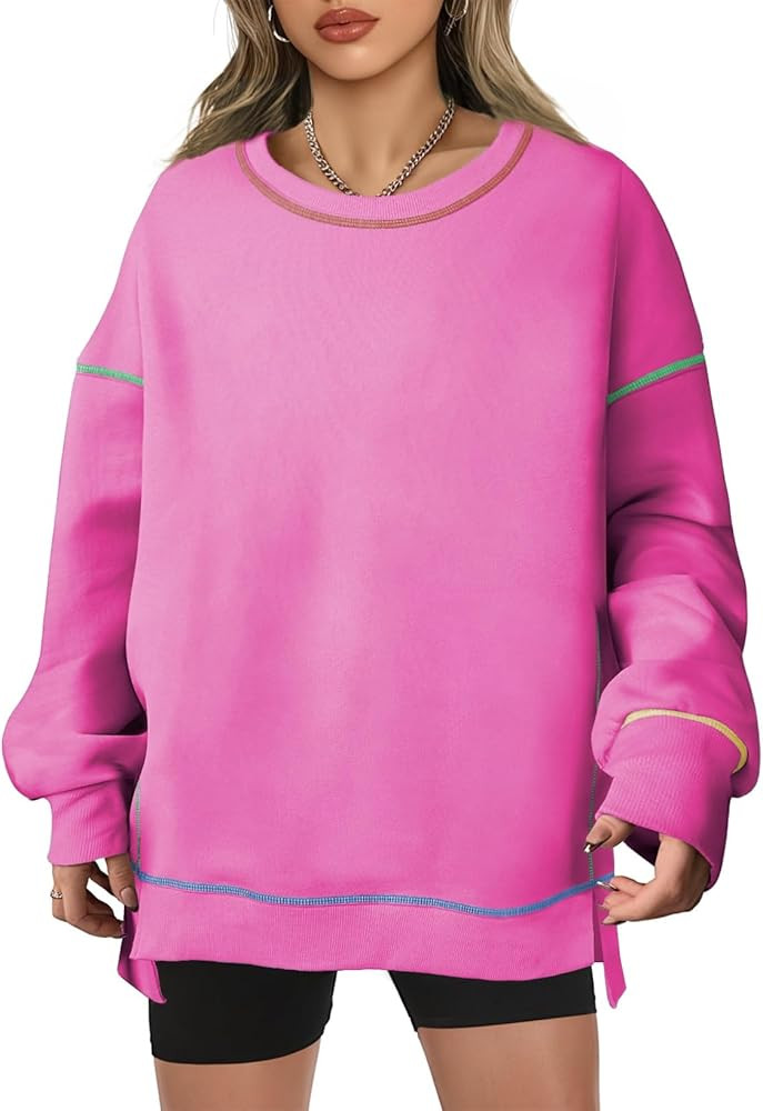 AlvaQ Women Oversized Sweatshirts 2024 Casual Crewneck Long Sleeve Pullover Tunic Tops Fall Cloth... | Amazon (US)