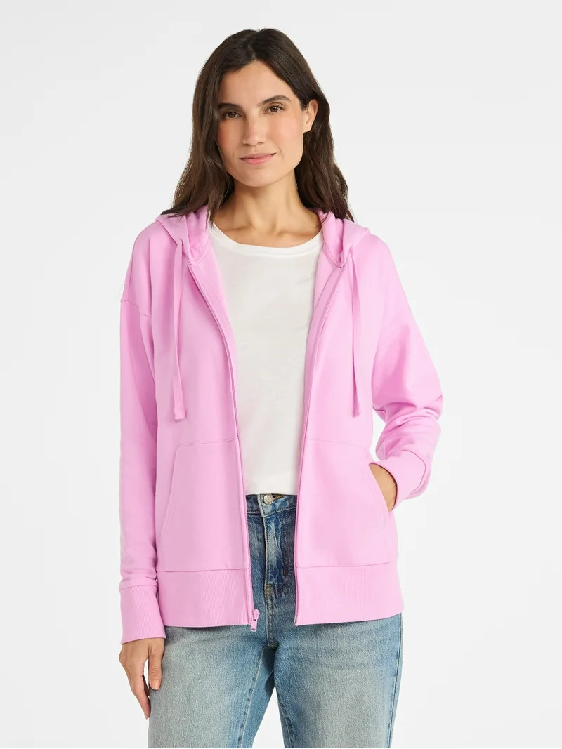 Time and Tru Women's and Women’s Plus Zip Front Fleece Hoodie Jacket, Sizes XS-4X | Walmart (US)