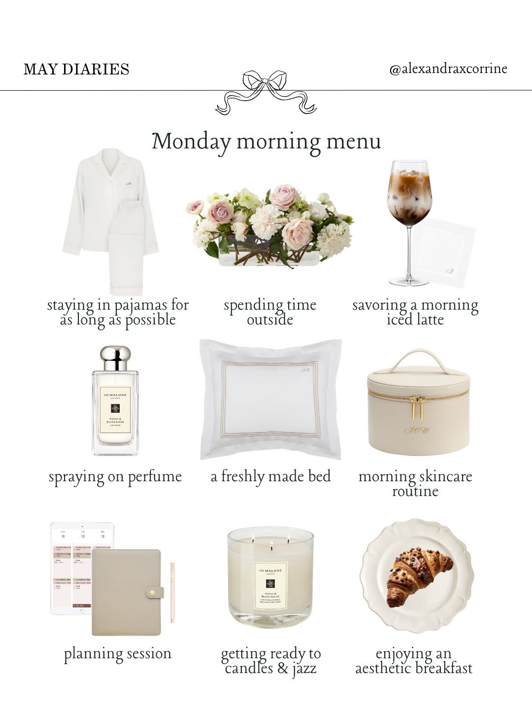 My Monday morning menu to start the week off on a lovely note ☕️🩰🤍

#mondaymornings #luxuryaesthetic #chicliving #elegantliving #pinterestinspo 

[ Monday morning self care, self care aesthetic, peony season, light pink blush spring aesthetic, soft feminine lifestyle, soft luxury aesthetic, chic elegant style, chic girl luxury aesthetic, Pinterest mood board aesthetic ]

#LTKmorningroutine #LTKselfcare #LTKSeasonal