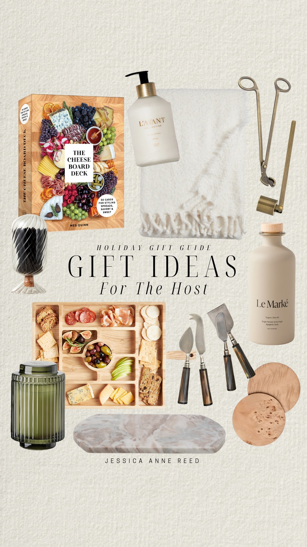 Gift guide for the holiday host include olive oil, cheese knife set, coasters, tray, charcuterie board, candle, book, glass cloche, hand lotion, candle snuffer set, blanket.

Gift guide, host gifts, gifts for the host, gifts for couple

#LTKGiftGuide #LTKHoliday #LTKFindsUnder50
