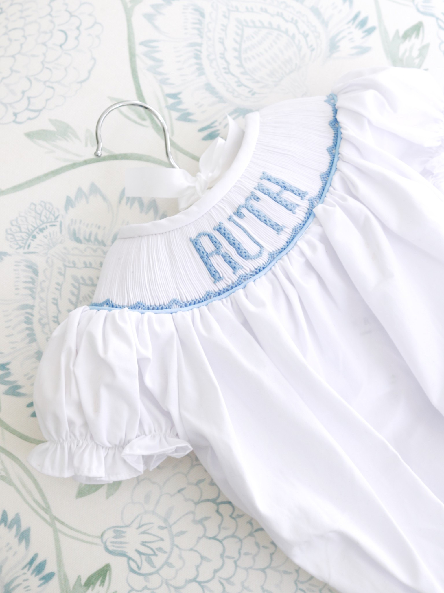 My favorite custom smocked pieces for baby girls! We ordered multiple patterns & sizes to use these bubbles for our “month mark” photos! A sweet & sentimental heirloom piece🤍 

#LTKBaby