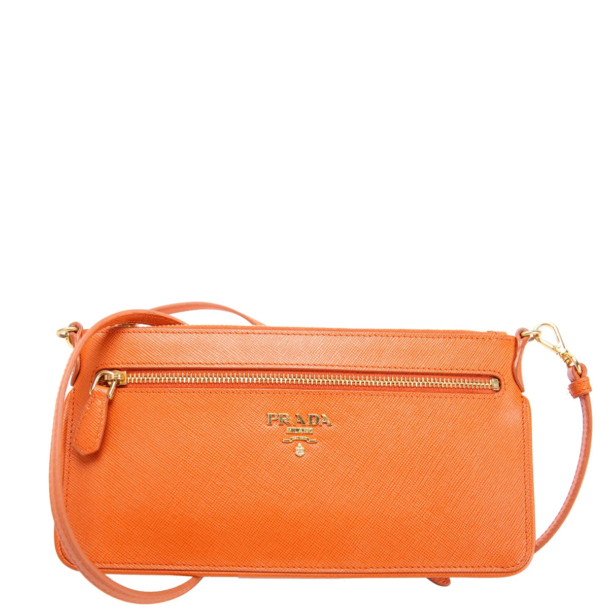 1M1187 Saffiano Shoulder Pouch Orange | Keeks Designer Handbags