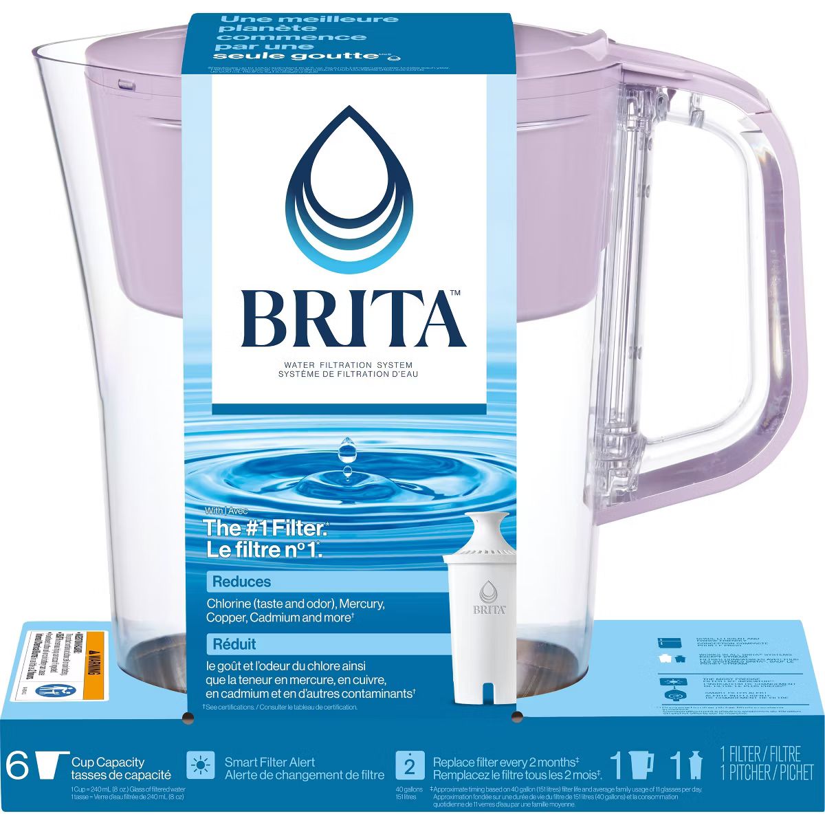 Brita Water Filter 6-Cup Denali Water Pitcher Dispenser with Standard Water Filter | Target