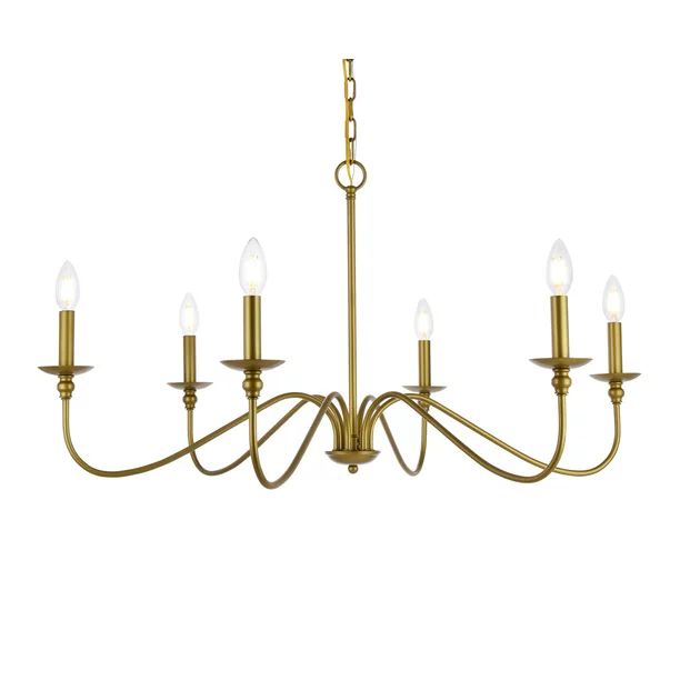 Elegant Lighting Ld5006d36 Rohan 6 Light 36" Wide Taper Candle Chandelier - Brass | Walmart (US)