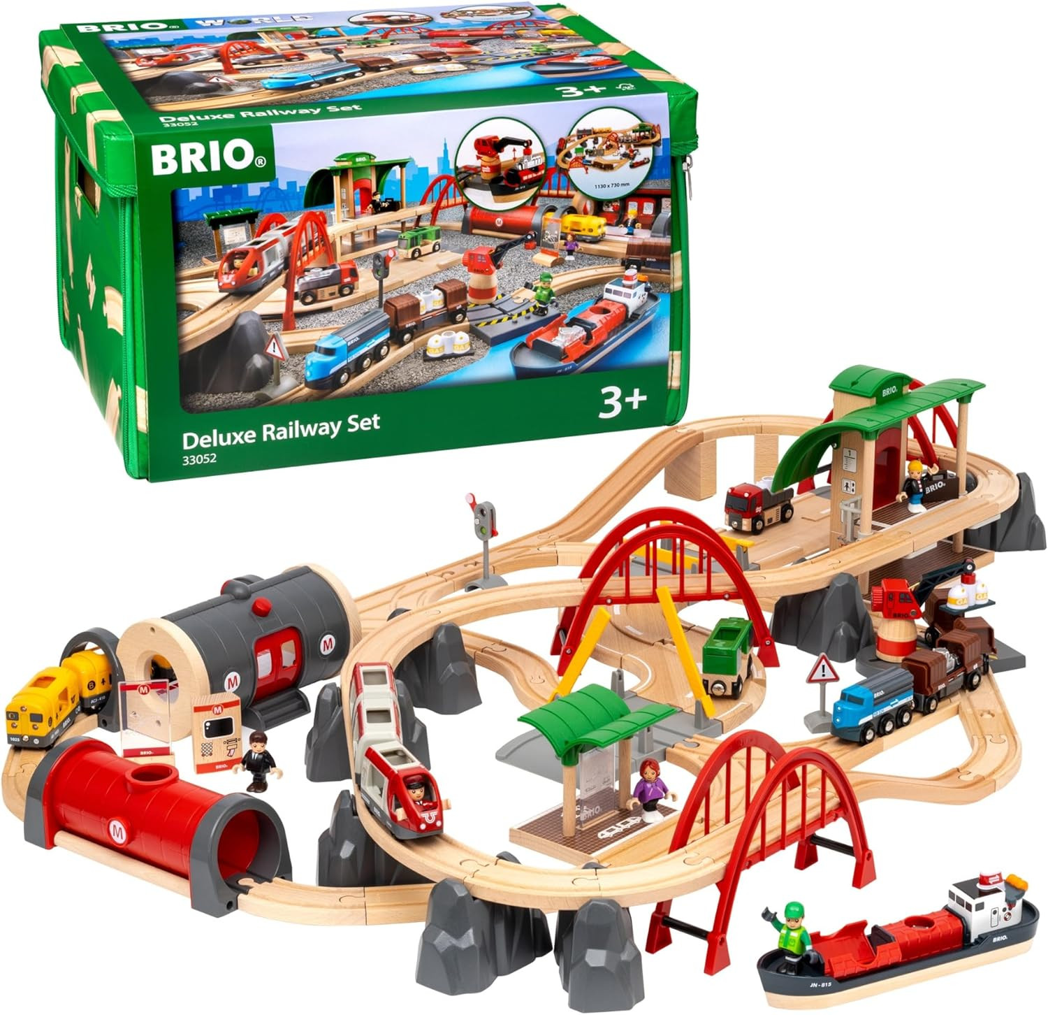 BRIO World Deluxe Railway Set - 87-Piece Wooden Train Set - Includes Passenger & Freight Trains, Stations, Accessories - Safe & Sustainable - MESH Accredited Fun Play for Kids Ages 3 & Up | Amazon (US)