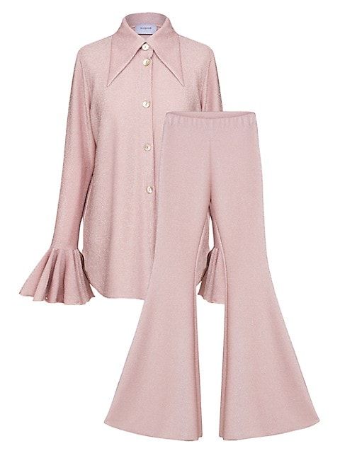 Venera Metallic Two-Piece Pajama Set | Saks Fifth Avenue