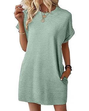 EVALESS Womens Summer Dresses Fashion 2025 Short Sleeve Spring Mini Dress Casual Beach Vacation C... | Amazon (US)