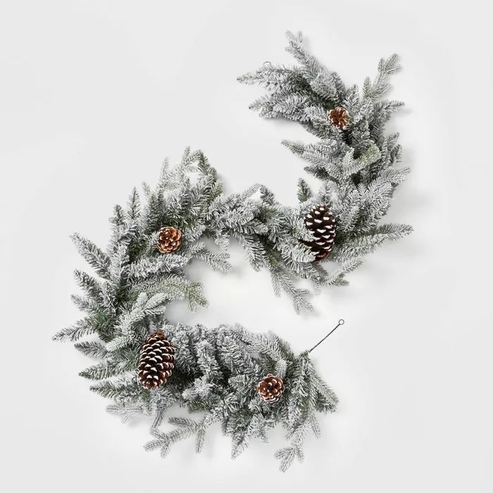 6ft Christmas Flocked Balsam Fir Pinecones Artificial Garland - Wondershop™ | Target