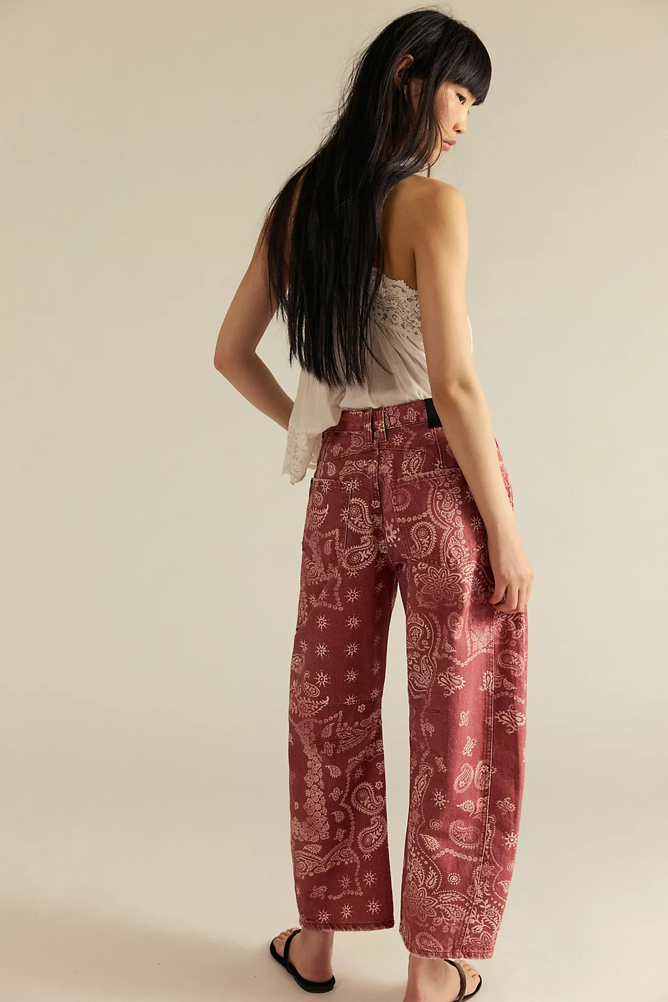 We The Free Good Luck Printed Barrel Jeans | Free People (Global - UK&FR Excluded)