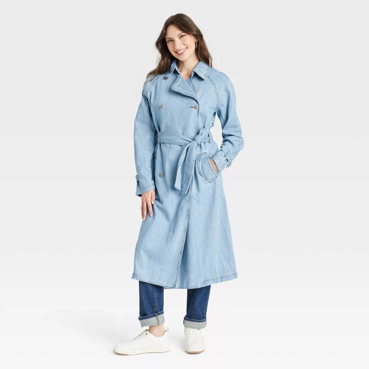 Women's Denim Trench Coat - Universal Thread™ Light Wash | Target