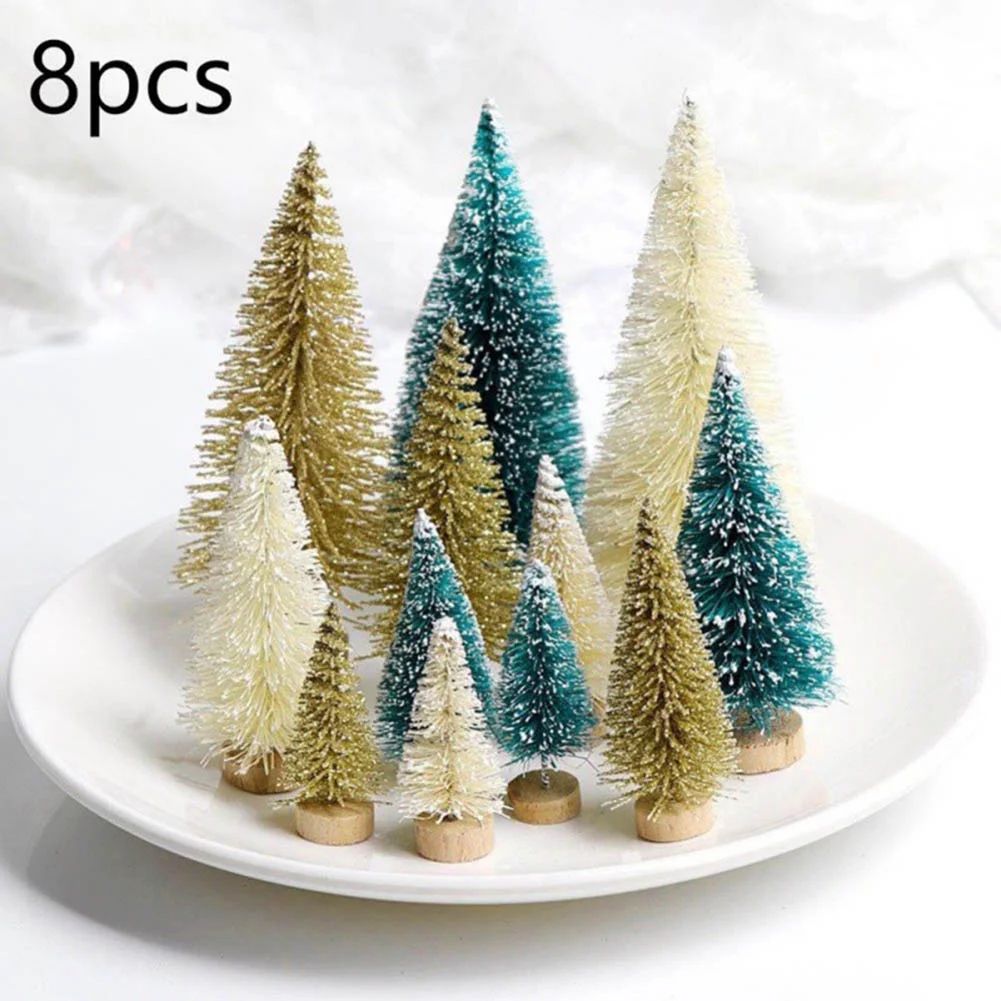 Yesbay 8Pcs Mini Christmas Trees Snowy Pine Xmas Party Ornament Holiday Decoration,Mini Christmas... | Walmart (US)
