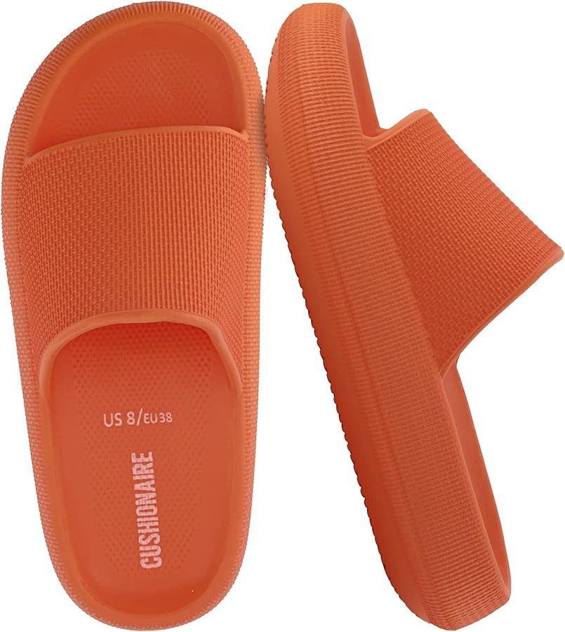 CUSHIONAIRE Feather EVA Slides for Women \u2013 Comfortable Slip On Womens Slippers, Indoor Outdo... | Amazon (US)