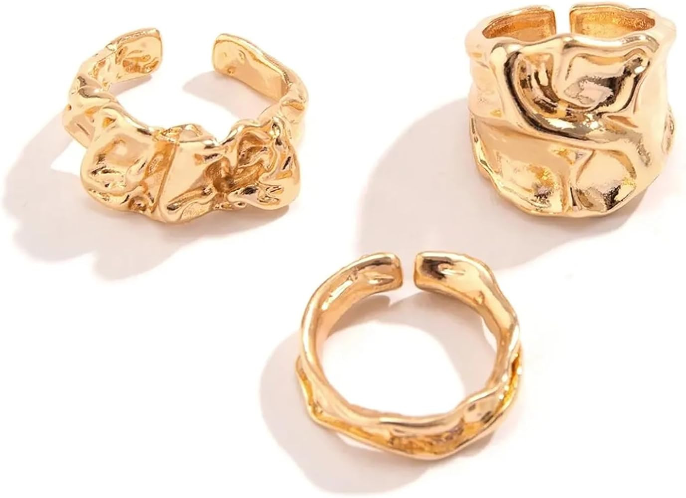 KURTCB Y2k Rings Chunky Gold Silver Rings for Women Statement Irregular Geometric Rings Adjustabl... | Amazon (US)